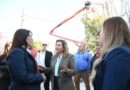 La intendente Fuentes supervisó el avance de la obra de restauración lumínica Led de calle Sebastián Ávalos