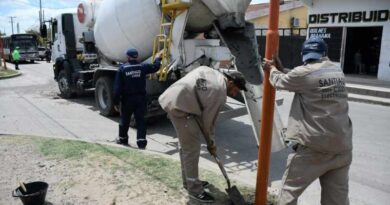 Electricidad de la capital ejecuta obras de mejoras del alumbrado sobre calle Islas Malvinas