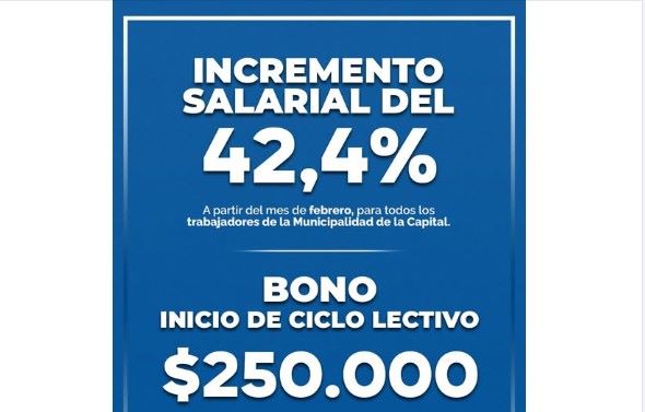 La Municipalidad anunció el aumento de sueldo del 42,4% y el pago del bono de inicio de ciclo escolar