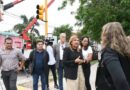 La intendente Fuentes supervisó la instalación de nuevos semáforos en la esquina Libertad y Santa Fe