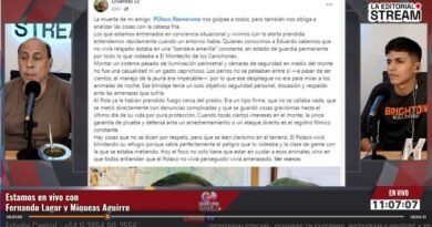 Posteo en redes: “El Polaco no vivía perseguido, vivía amenazado”